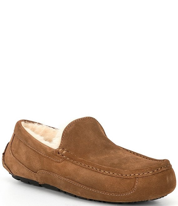 Color:Chestnut - Image 1 - UGG® Men's Ascot Suede Moc-Toe Slippers