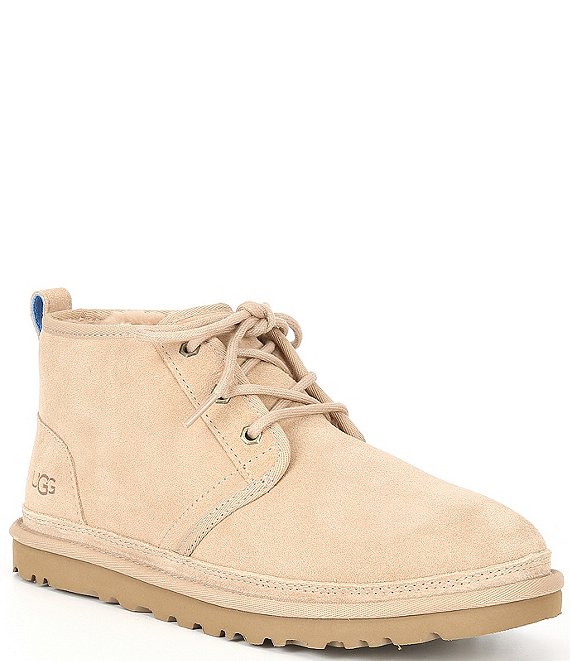 Color:Sand/Santorini - Image 1 - UGG® Men's Neumel Classic Fur Lined Suede Lace-Up Chukka Boots