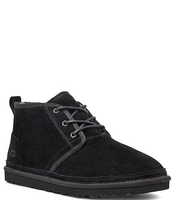 Color:Black - Image 1 - Men's Neumel Classic Fur Lined Suede Lace-Up Chukka Boots