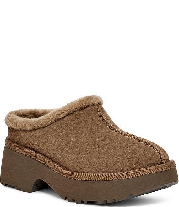 UGG New Heights Cozy Suede Platform Clogs Dillard s