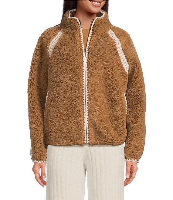 UGG Nikia Crochet UGGFluff Fleece Zip-Front Jacket | Dillard's