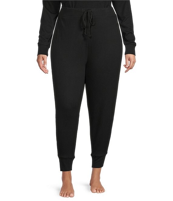 Color:Black - Image 1 - UGG® Plus Size Casia Solid Brushed Knit Coordinating Lounge Joggers