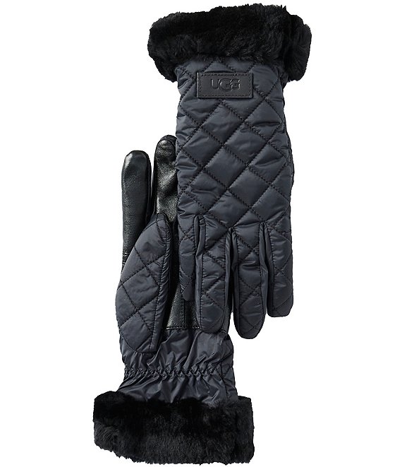 UGG Black sold Quilted Shearling-Trim Touchscreen Mittens NWT