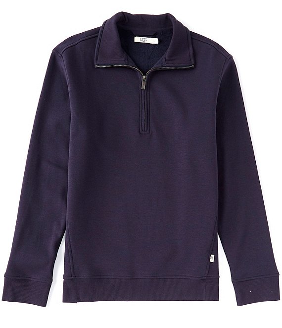 Color:Navy - Image 1 - Ugg Zeke Half Zip Pullover Knit Fleece Top