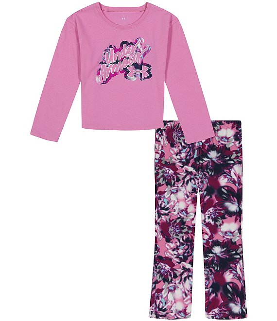 Under Armour Baby Girls 12-24 Months Frosted Bloom Script Logo Long Sleeve  T-Shirt & Legging Set