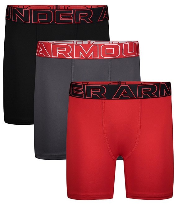Under Armour Boy's Boxer Brief Underwear Size Medium, 4-Pack, Red And Black