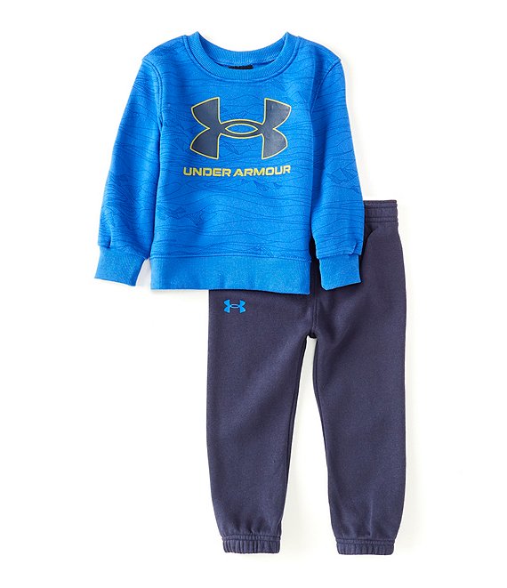 Color:Versa Blue - Image 1 - Baby Boy 12-24 Months Long Sleeve Screen Printed Topo Hoodie & Jogger Pants Set