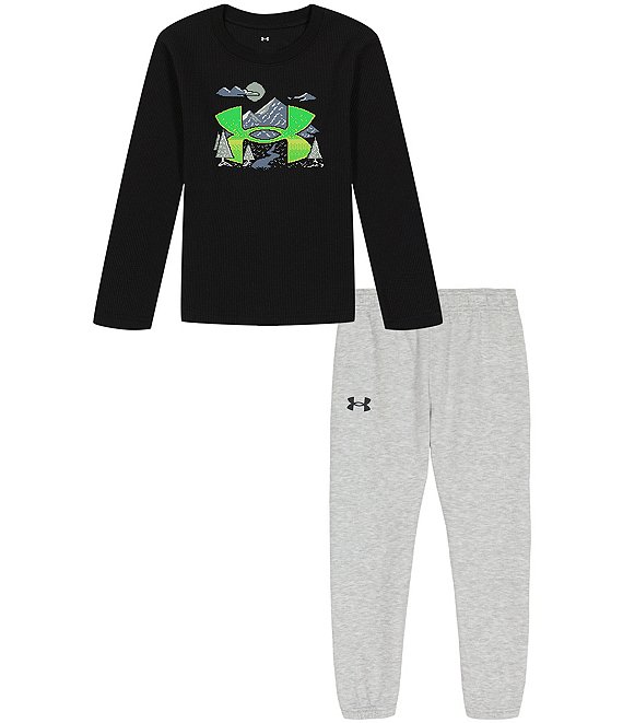 Under Armour Baby Boys 12-24 Months Long Sleeve Linux Scape Thermal Tee &  Fleece Jogger Pants Set