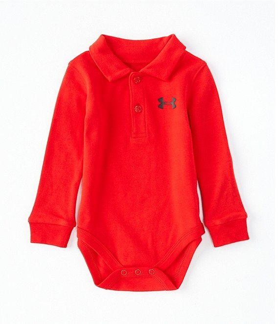 Color:Red - Image 1 - Baby Boys' Newborn-12 Months Long-Sleeve Polo Bodysuit