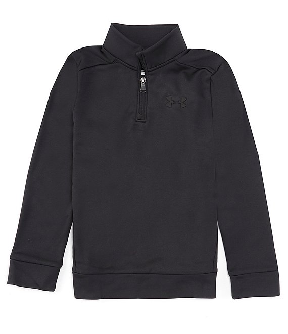 Color:Black - Image 1 - Big Boys 8-20 Long Sleeve Armour Fleece® Quarter Zip Pullover