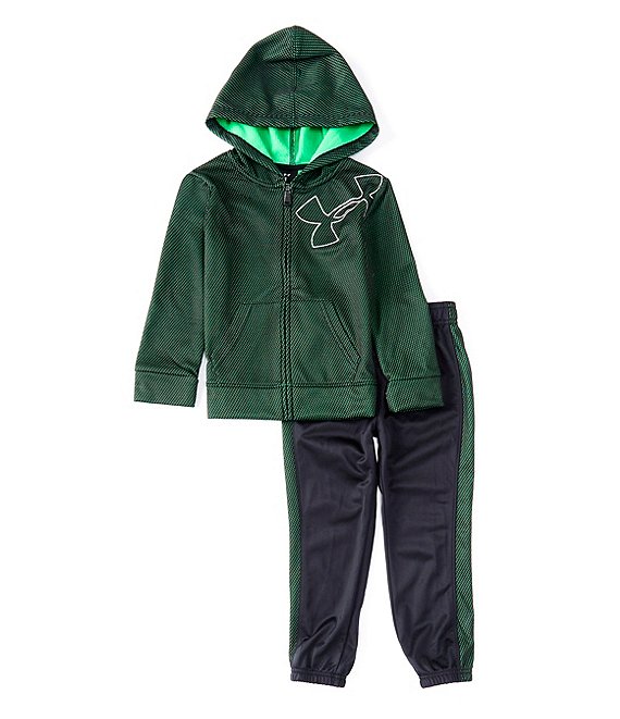 Color:Extreme Green - Image 1 - Little Boys 2T-7 Long Sleeve Angular Hoodie & Jogger Pants Set