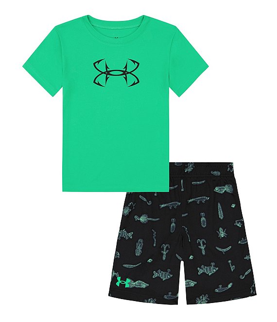 Under Armour Little Boys 2T-7 Short Sleeve Technical Fish T-Shirt Shorts Set - 4T