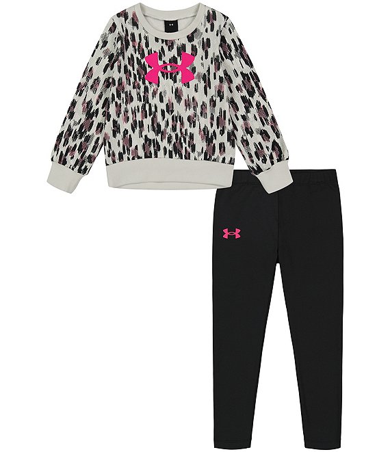 Under Armour Little Girls 2T-6X Ikat Leopard Long-Sleeve Fleece Sweatshirt  & Solid Circular-Knit Jersey Leggings Set
