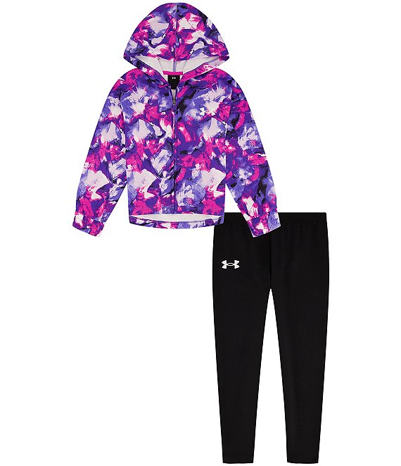 Under Armour Little Girls 2T-6X Long-Sleeve Abstract-Printed Brushed Hoodie  & Solid Jersey Leggings Set