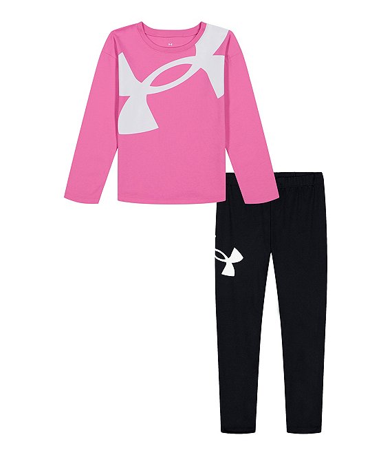 Under Armour Little Girls 2T 6X Long Sleeve Big Icon Logo T Shirt Wraparound Logo Leggings Set Dillard s