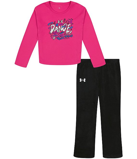 Under Armour Little Girls 2T-6X Long-Sleeve Scribble Dance Tee & Solid ...