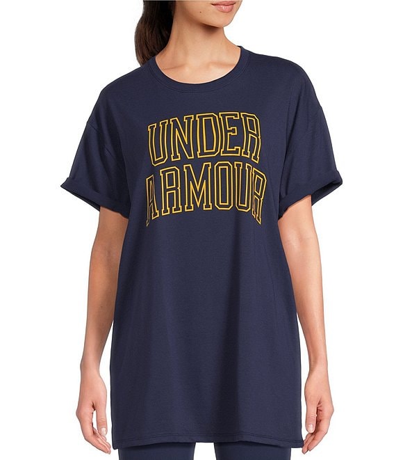 Under Armour Rival Campus Crew Neck Short Sleeve Tee, Midnight Navy/Gold League - Image 1