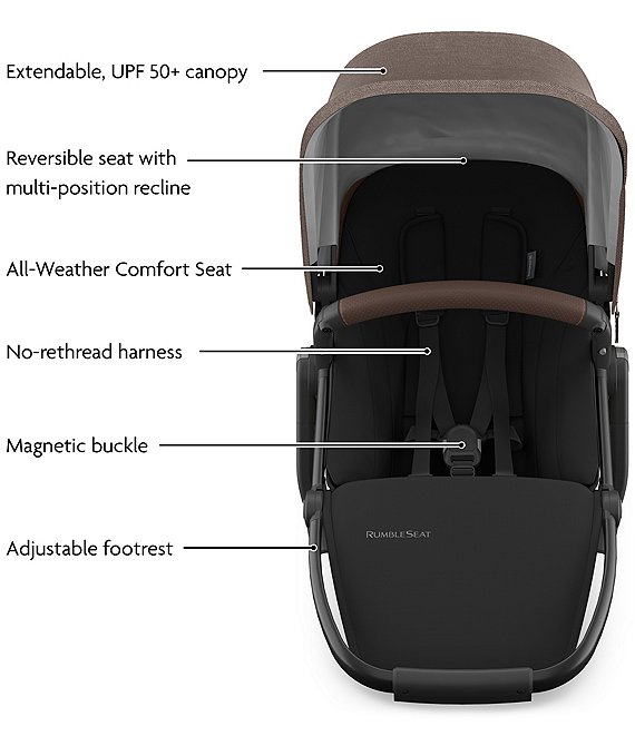 UPPAbaby RumbleSeat V3 - Declan (Oat Mlange | Silver Frame | Chestnut Leather)
