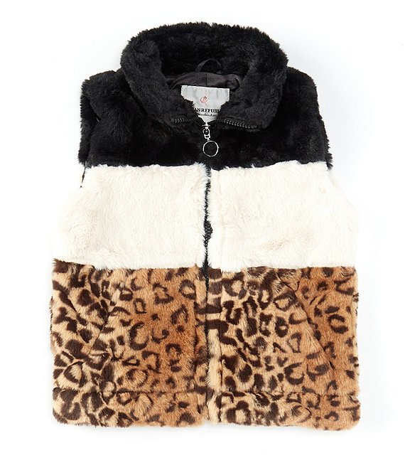 Urban Republic Little Girls 2T-6X Animal-Print/Colorblock Faux Fur Vest ...