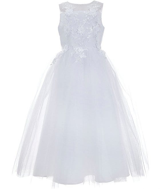 Us Angels Big Girls 7-14 Sleeveless 3D Flower Beaded Tulle Dress ...
