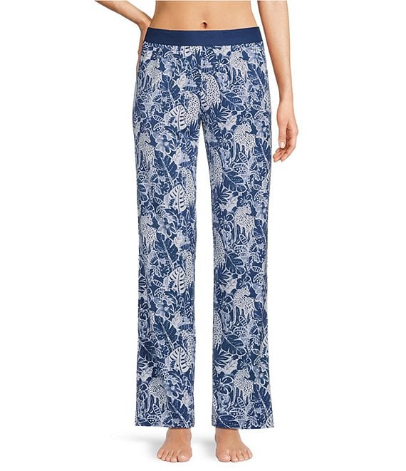 VAN WINKLE & CO. Inky Leopard Print Knit Coordinating Sleep Pants