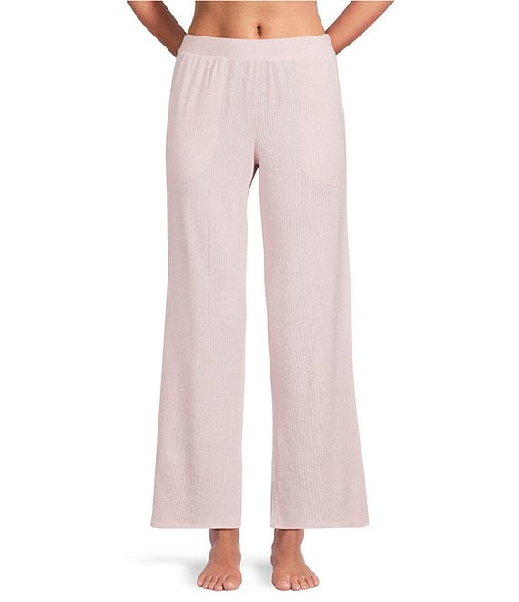 VAN WINKLE & CO. Solid Ribbed Knit Wide Leg Coordinating Sleep Pants