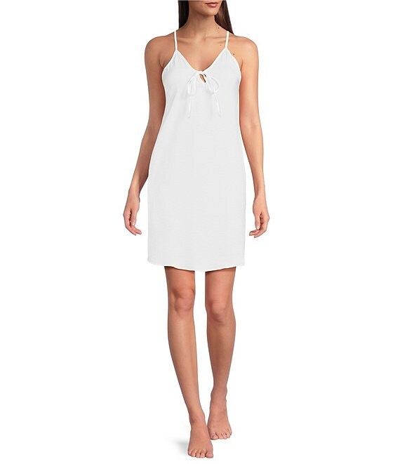 Van Winkle & Co. Solid Satin Sleeveless V-Neck Tie-Front Chemise
