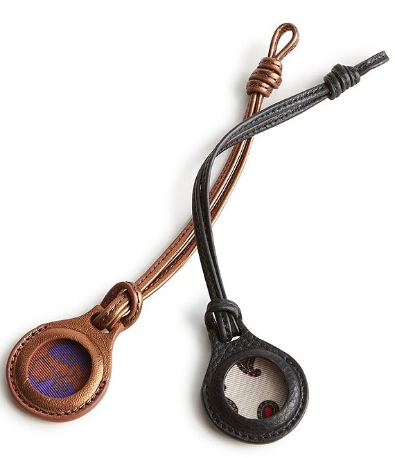 Vera Bradley Bag Charm Set For AirTag, Set of Two, Bronze Metallic and Moonless Night in Leather - Image 1