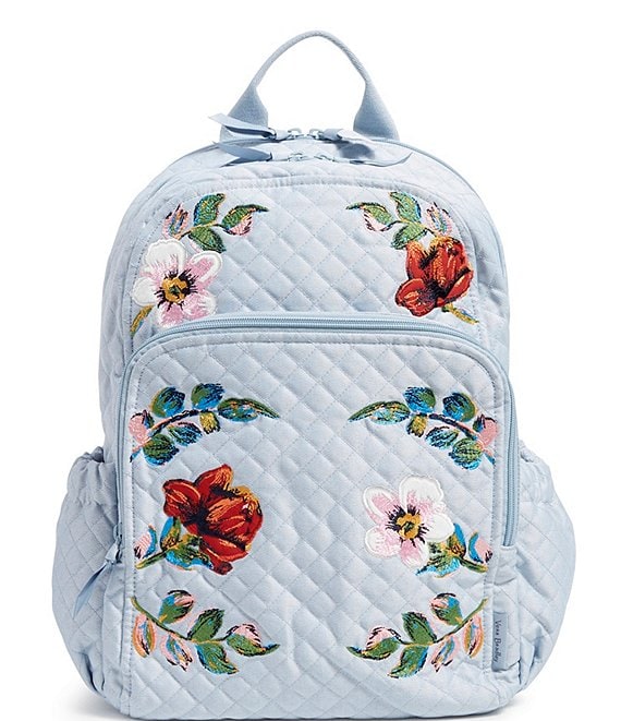 Color:Sea Air Floral - Image 1 - Floral Embroidered Campus Backpack