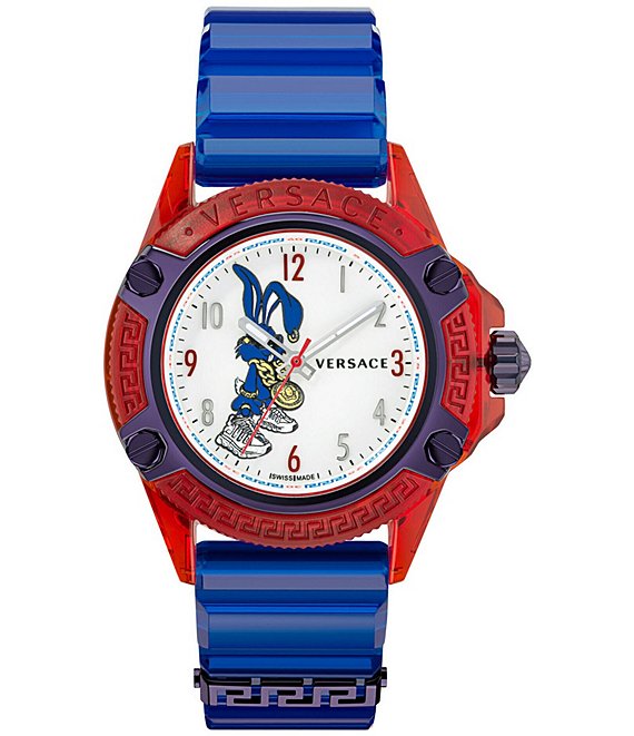 Versace Men's Icon Active Chinese New Year Edition Rabbit Icon Quartz Analog Blue Silicone Strap Watch