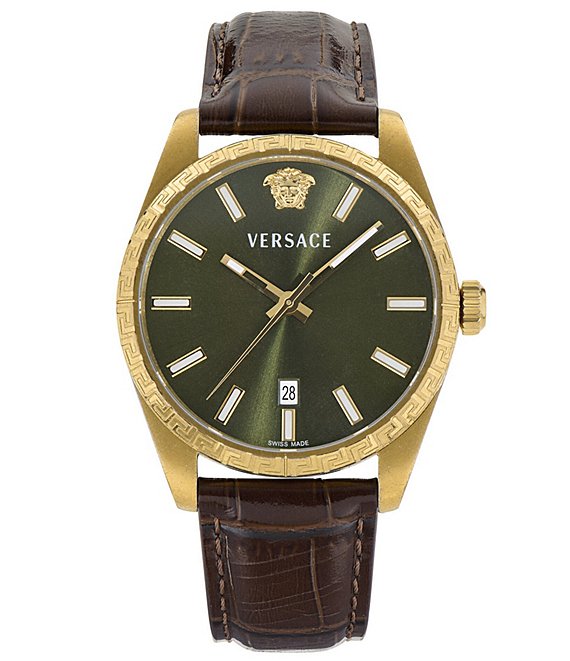 Versace Men's Millenyium Quartz Analog Leather Strap Watch