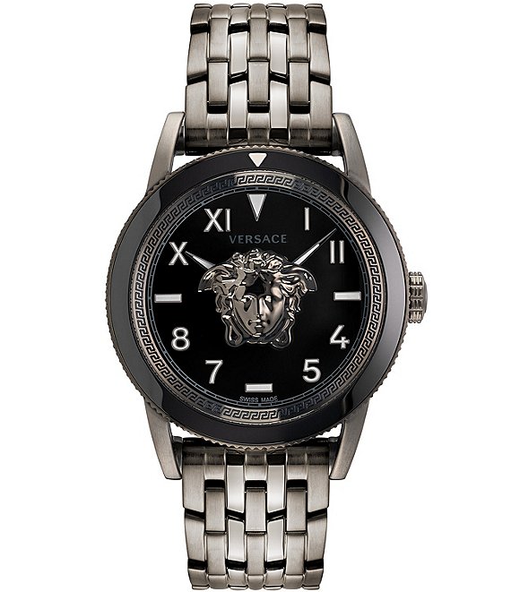 Color:Gunmetal - Image 1 - Men's V-Palazzo Quartz Analog Gunmetal IP Bracelet Watch