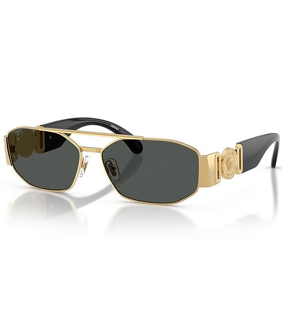 Versace Men's VE2287 58mm Navigator Sunglasses, Gold/Dark Grey - Image 1
