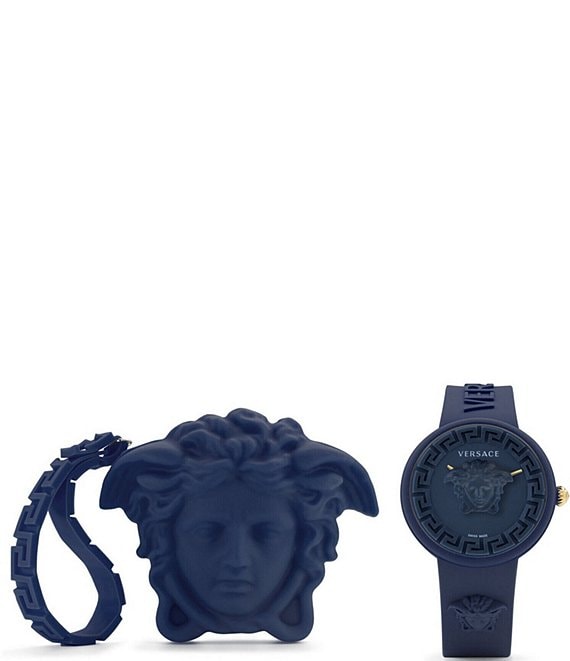 Color:Navy - Image 1 - Unisex Medusa Pop Quartz Analog Silicone Strap Watch