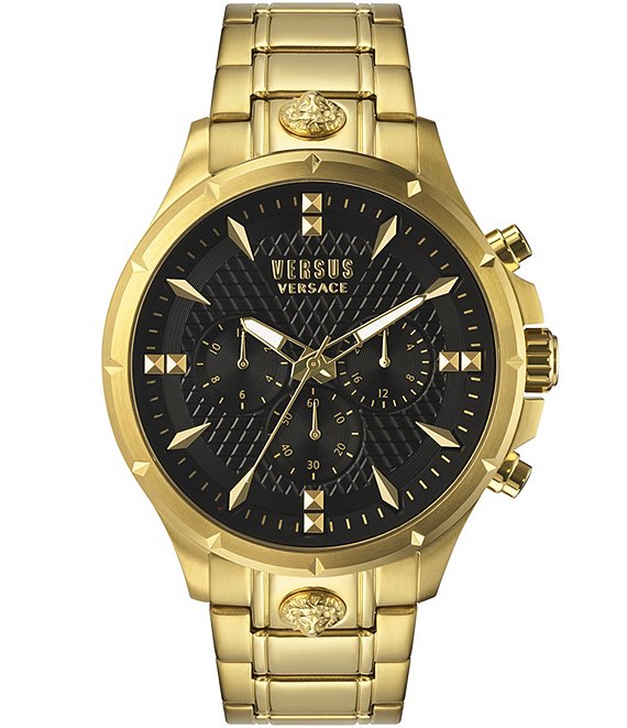 Versace Versus Versace Men's Chrono Lion Multifunction Modern Round Gold Bracelet Watch