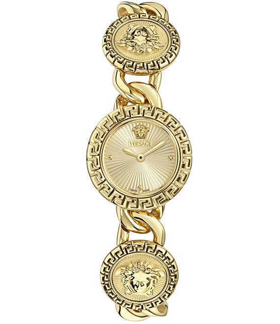 Versace Womens La Greca 28mm Stud Icon Bracelet Watch