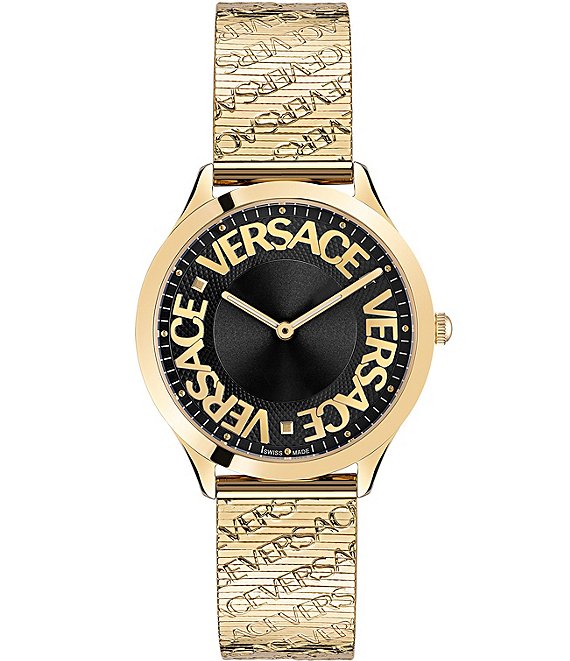 Color:Gold - Image 1 - Women's Logo Halo Quartz Analog Gold Stainless Steel Bracelet Watch