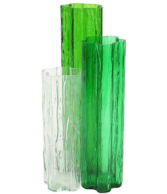 Vietri Flora Glass Green Vase Trio Dillard S