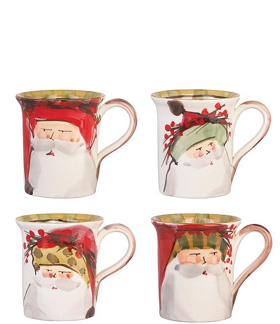 VIETRI Holiday Old St. Nick Multicultural Collection Assorted Mugs, Set of 4