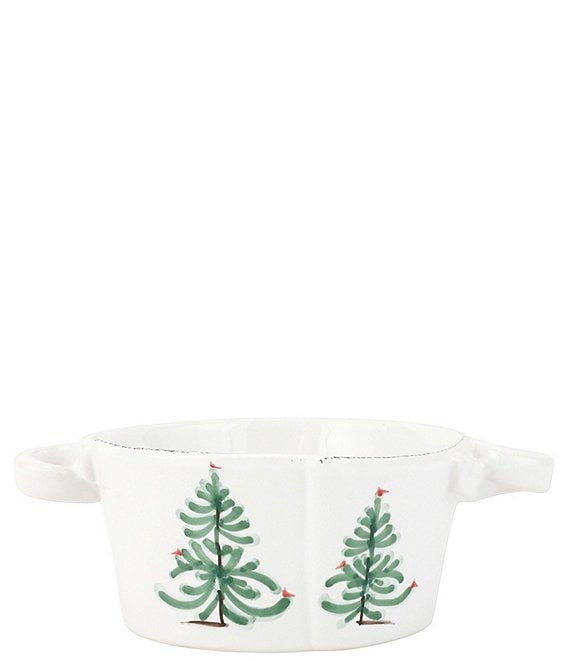 VIETRI Lastra Holiday Collection Christmas Tree Small Handled Bowl