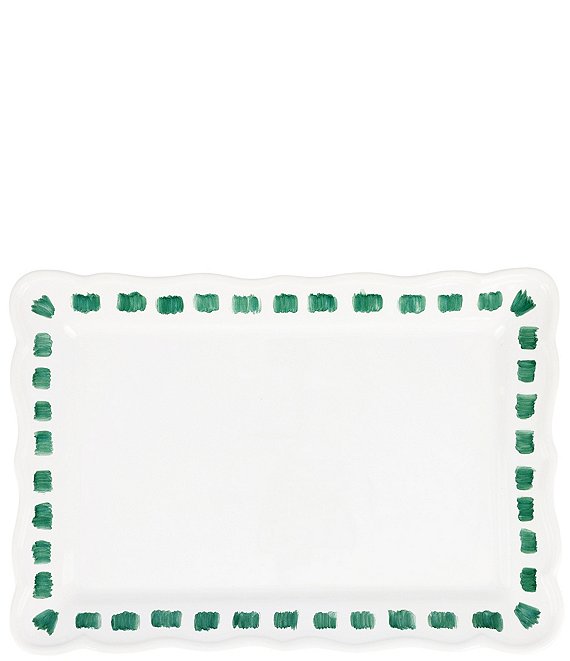 VIETRI Lisbon Green Stitch Rectangular Platter