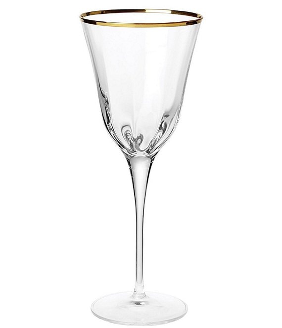 VIETRI Optical Gold Stem Wine Glass