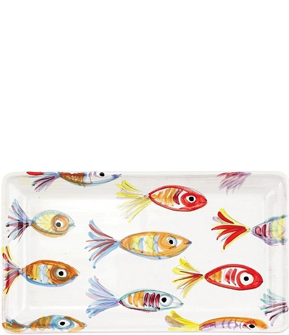 VIETRI Pesci Colorati Rectangular Platter, White/Multi - Image 1