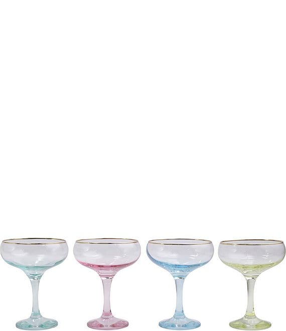 VIETRI Rainbow Assorted Coupe Champagne Glass Set of 4