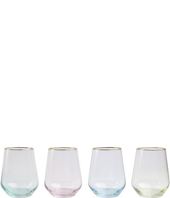 VIETRI Rainbow Assorted Stemless Wine Glass Set of 4