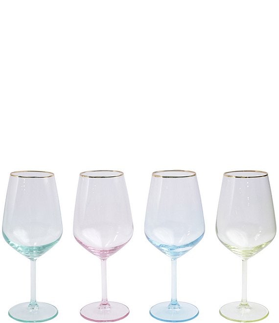 Vietri Rainbow Modern Classic Assorted Wine Glass - Set of 4