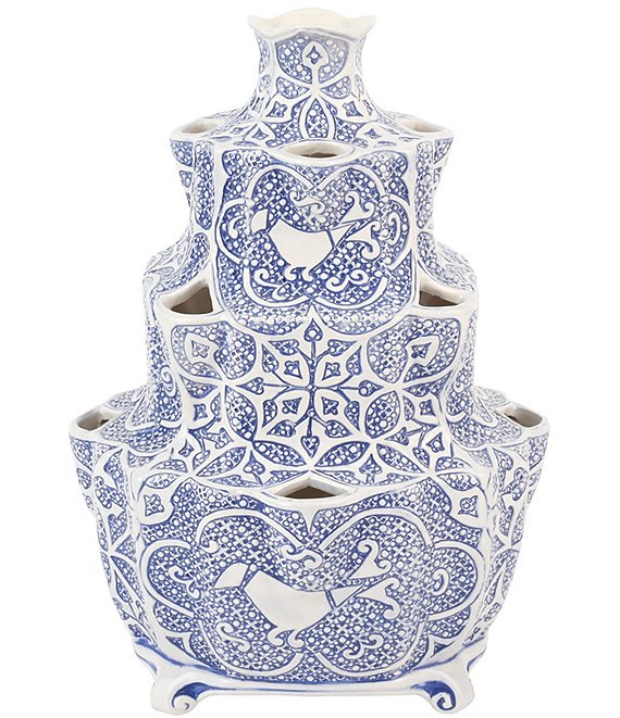 VIETRI Uccello Blu Collection Structural Tulipiere Vase