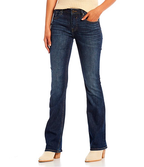 Color:Dark Wash - Image 1 - Mid Rise Bootcut Jeans