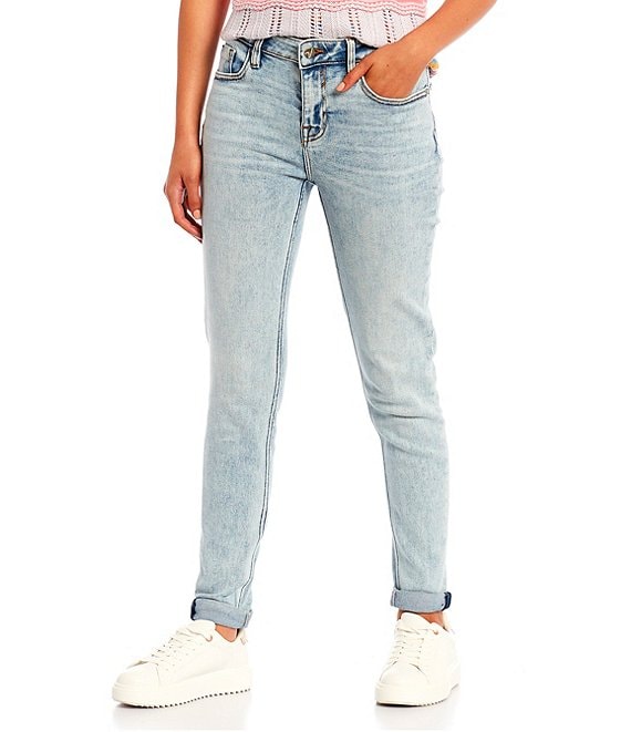 Color:Light Wash - Image 1 - Thompson Tomboy Mid Rise Rolled Cuff Girlfriend Jeans