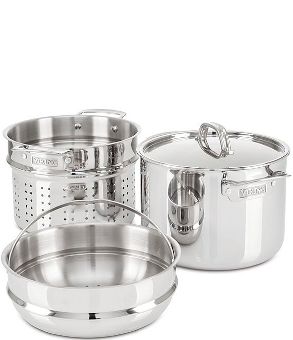 Goodful Stainless Steel 8 Quart Multi-Cooker Cookware Set, 4 Piece